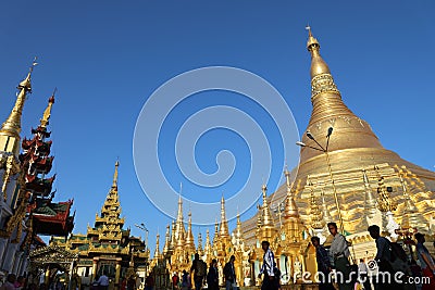 Shwe Dagon Pagoda, Yangon, Myanmar. Editorial Stock Photo
