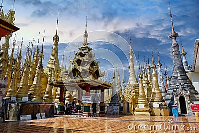 Shwe Inn Dein Pagoda in Inle, Myanmar Editorial Stock Photo