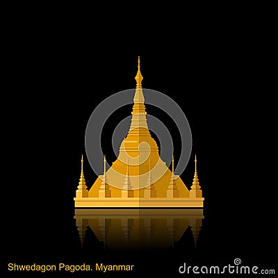 Shwedagon Pagoda in Yangon, Myanma symbol icon Vector Illustration