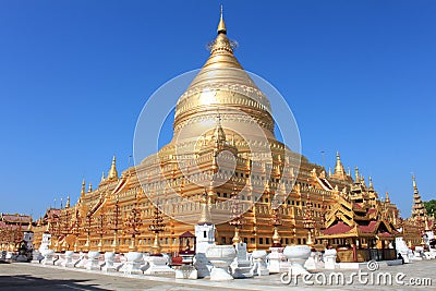 Shwezigon Pagoda, Bagan, Myanmar Editorial Stock Photo