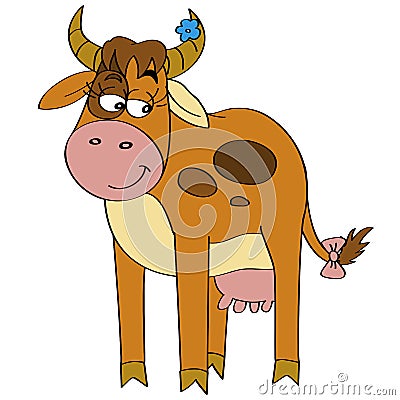 Shy cow Vector Illustration