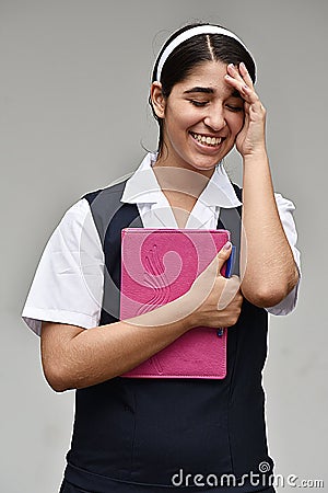 Shy Student Teenager School Girl Stock Photo