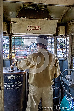 Shyambazar Busy Calcutta (Kolkata), city Bus And Street Traffic.from Tram Editorial Stock Photo