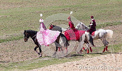 Shymkent, KAZAKHSTAN - 22 March 2017: Celebration of the Kazakh holiday NARIYZ. Competitions on horses Editorial Stock Photo