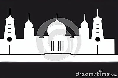 Shymkent, Ongtüstik Qazaqstan, Kazakhstan. Black & White City Logo. Generative AI. Stock Photo