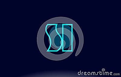 si s i blue line circle alphabet letter logo icon template vector design Vector Illustration