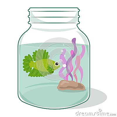 Siamese Fighting Fish Green Vector Illustration