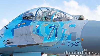 Ukrainian Sukhoi Su-27 fighter jet at Siauliai Air Base Editorial Stock Photo