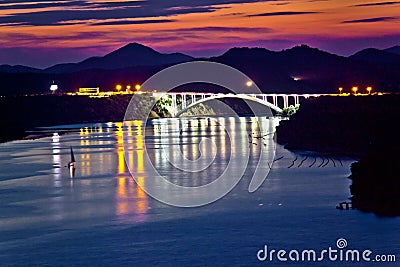 Sibenik bay bridge dusk view Stock Photo