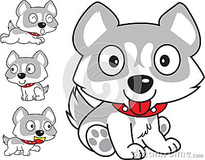 Siberian dog cartoon Vector Illustration