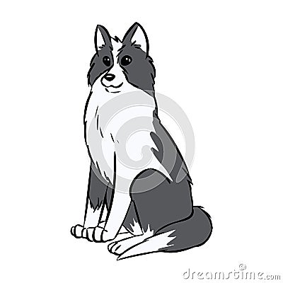 Siberian Husky or Laika Dog. Cute dog illustration. Domestic animal or pet with black and white coat in cartoon style Vector Illustration