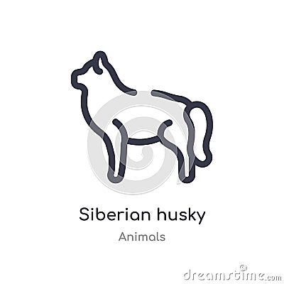 siberian husky outline icon. isolated line vector illustration from animals collection. editable thin stroke siberian husky icon Vector Illustration