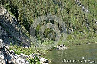 Siberian mountain river Mana Stock Photo