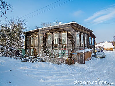 Siberian wooden house Editorial Stock Photo