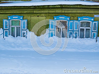 Siberian wooden house Stock Photo