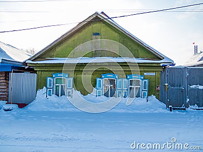 Siberian wooden house Editorial Stock Photo