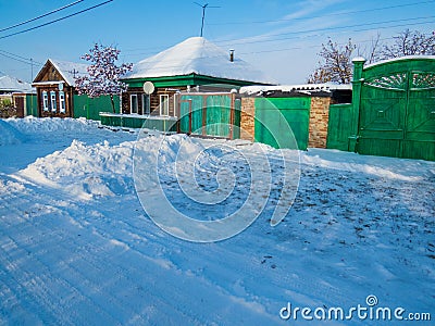 Siberian wooden houses Stock Photo