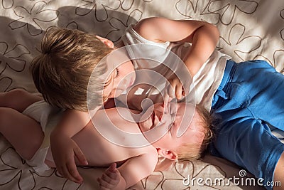 Siblings concept. Friendship and love between siblings Stock Photo