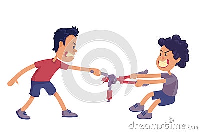 Siblings rivalry flat cartoon vector illustration Vector Illustration