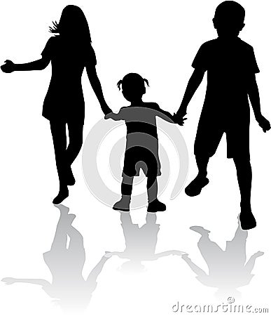 Siblings - silhouettes Vector Illustration