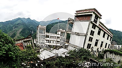 Sichuan Earthquake Memorial Buildings after the Greate earthquak, 2008 Sichuan Earthquake Memorial Site in China Stock Photo