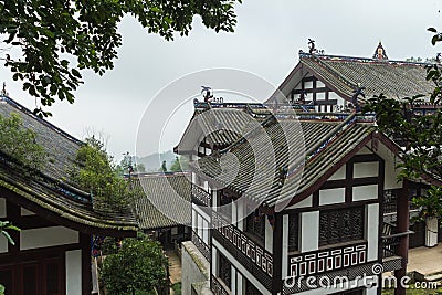 Sichuan qingcheng mountain ancient buildings Stock Photo