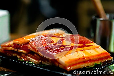 Sichuan Style BBQ on hot plate Stock Photo