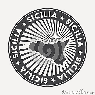 Sicilia round logo. Vector Illustration