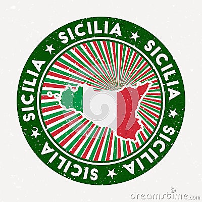Sicilia round stamp. Vector Illustration