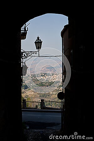 Sicilian landscape, city, Enna, Italy Stock Photo