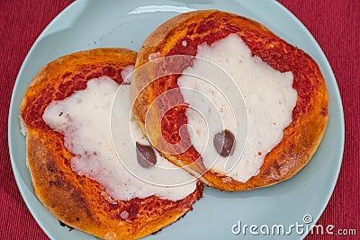 Sicilian Pizzetta. A typical street food from Sicily Stock Photo