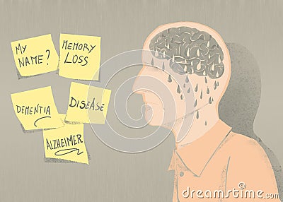 Sick of alzheimer illustration and memory loss Stock Photo