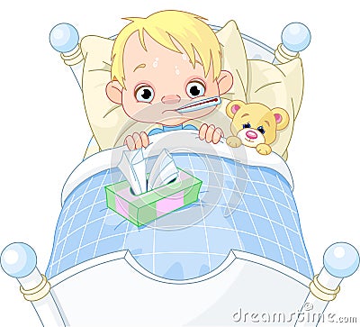 Sick Boy Vector Illustration