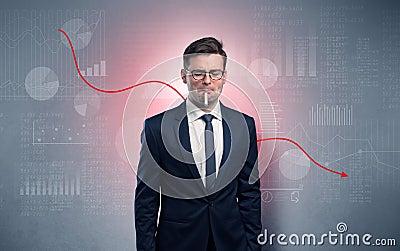 Sick businessman with decreasing performance concept Stock Photo