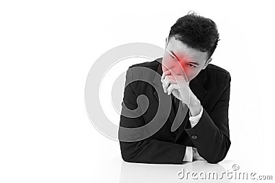 Sick businessman suffering runny nose Stock Photo