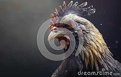 Sick chicken. Avian influenza bird flu concept created with Generative AI technology Stock Photo
