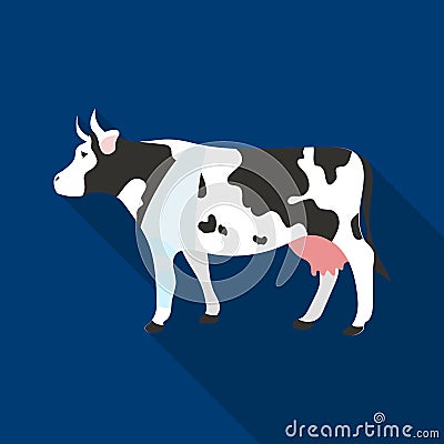 Sick cow with bandage on a leg icon in flate style isolated on white background. Veterinary clinic symbol stock vector Vector Illustration