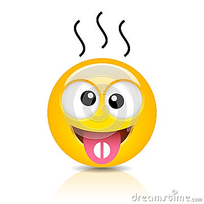 Sick emoticon with fever taking tablet Vector Illustration