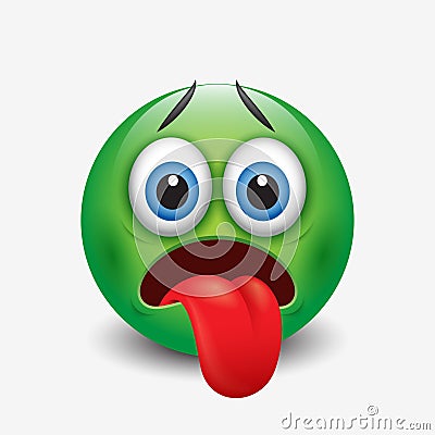 Sick emoticon with tongue out - vector illustration Vector Illustration