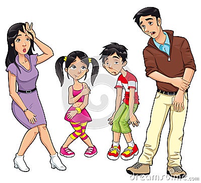 Sick family. Vector Illustration