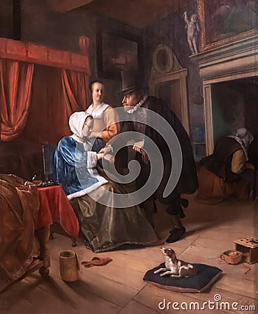 The sick girl, painting by Jan Steen Stock Photo