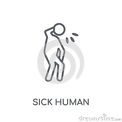 sick human linear icon. Modern outline sick human logo concept o Vector Illustration