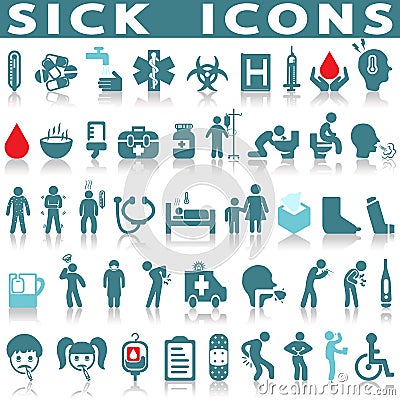 Sick icon set Vector Illustration