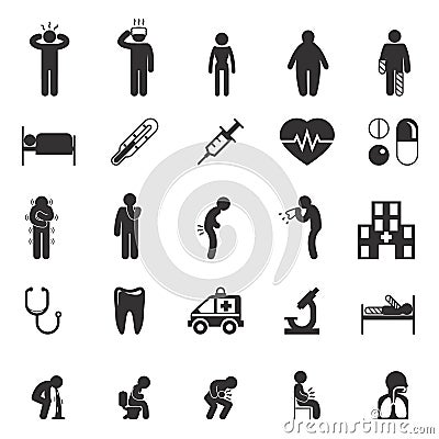 Sick icons. People vector pictograms Vector Illustration