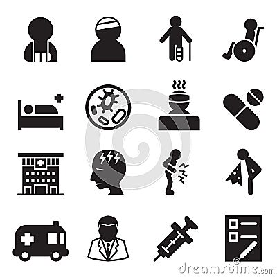 Sick & injury icons set illustration Cartoon Illustration