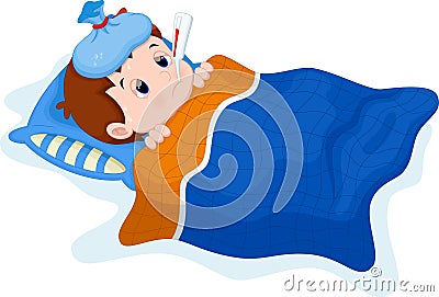 Sick kid cartoon Stock Photo