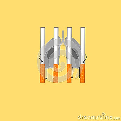 Sick lungs and prisoners due to smoking tobacco Vector Illustration