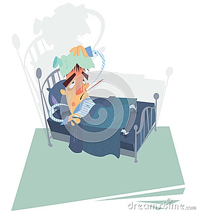 Patient on bed Vector Illustration