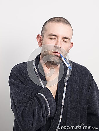 Sick man with his eyes closed Stock Photo