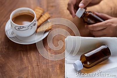 Sick Morning Days With Tea & Biscuits Stock Photo